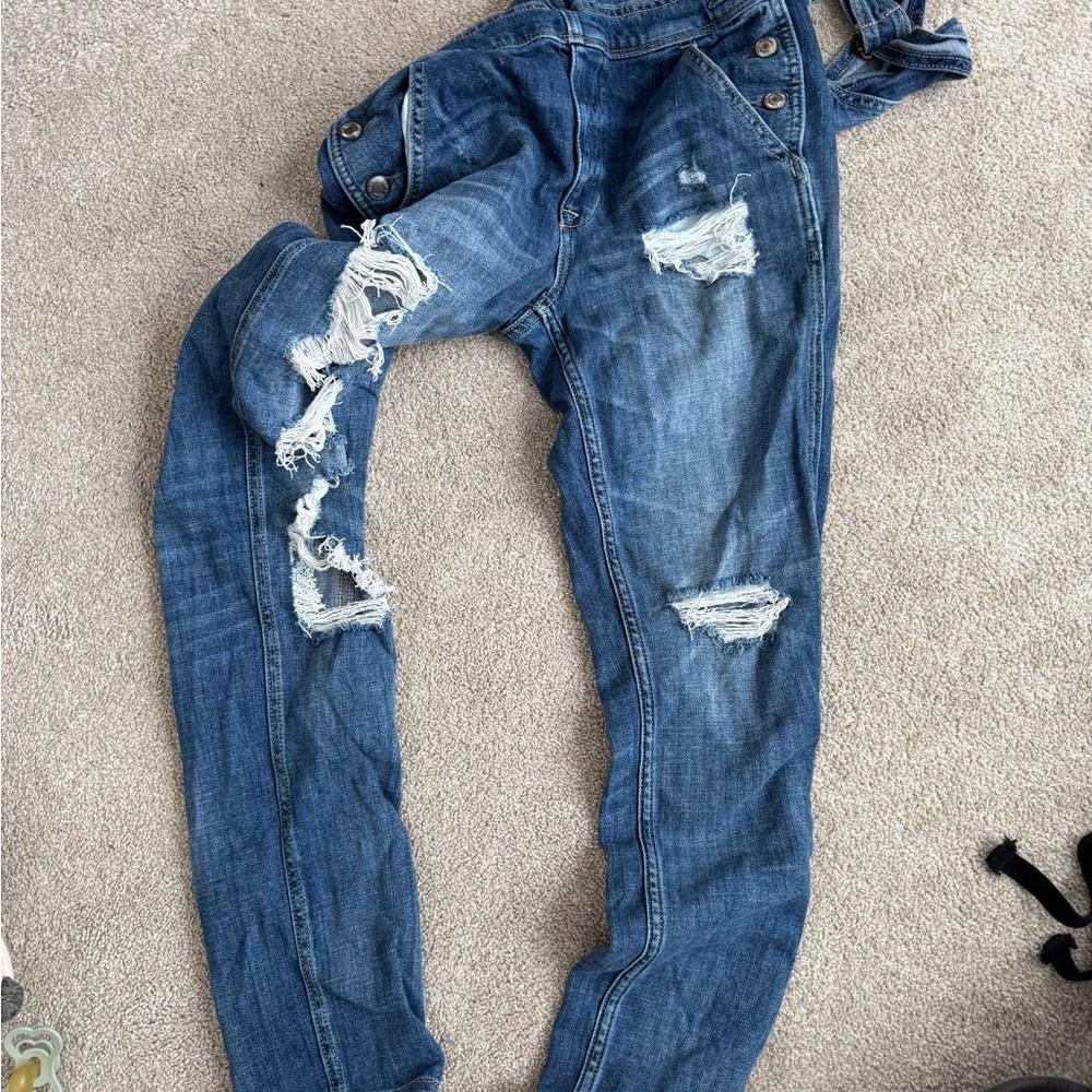 American Eagle Outfitters Classic Blue Denim Overalls XS - Picture 2 of 4